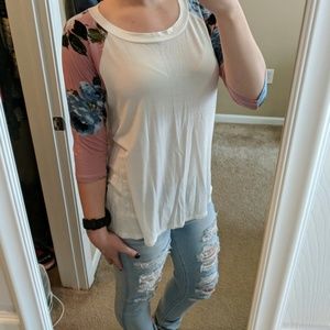 Floral Sleeved Baseball Tee